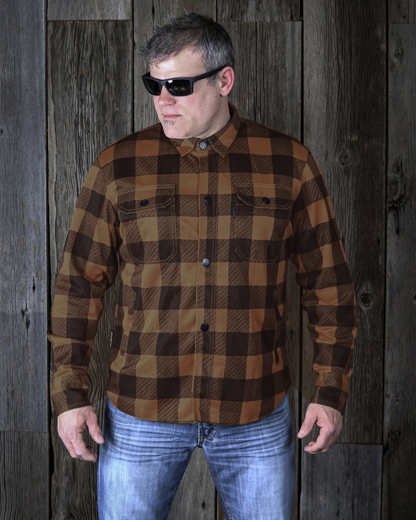 Cornell Mesh Moto Shirt - Brown