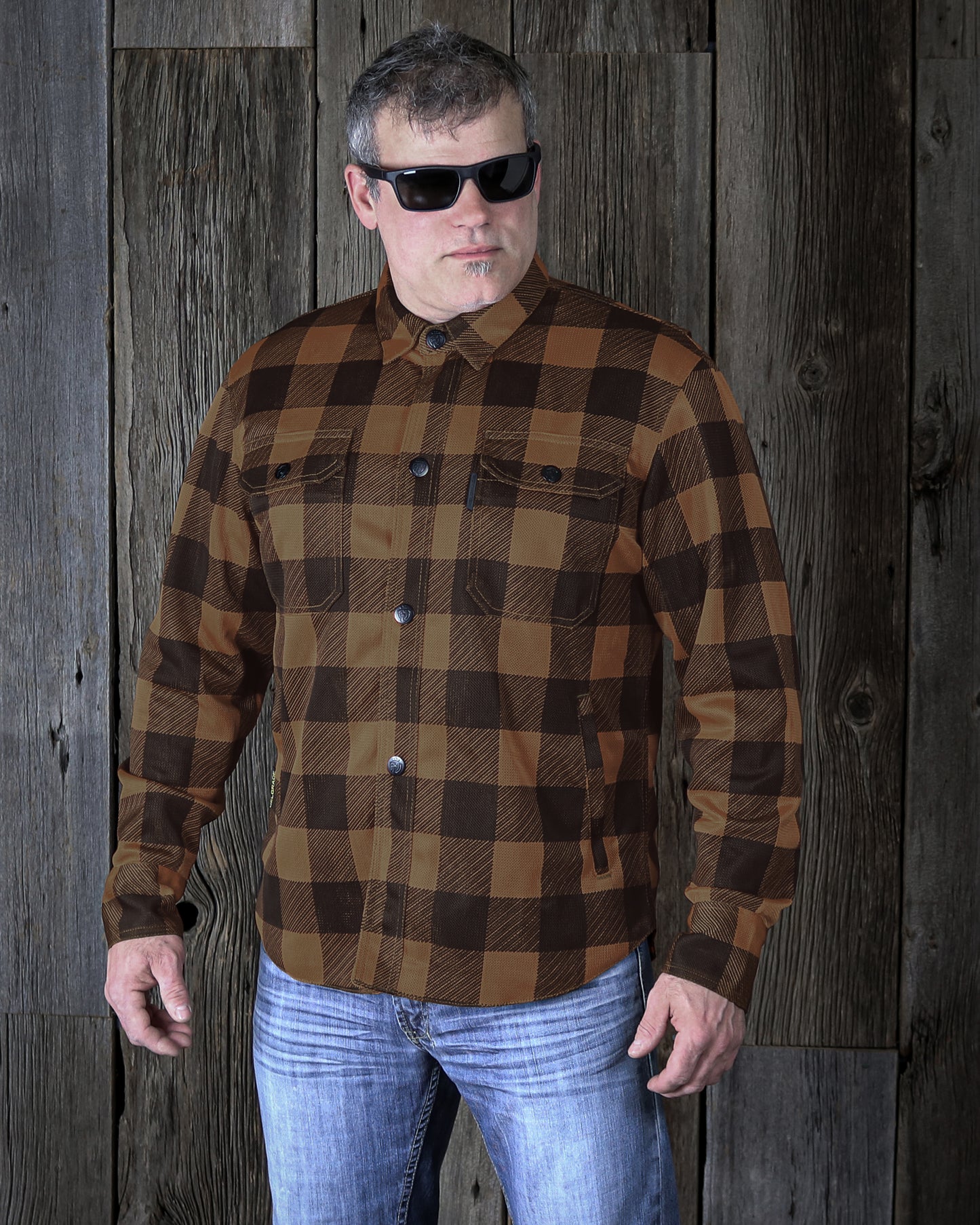 Cornell Mesh Moto Shirt - Brown