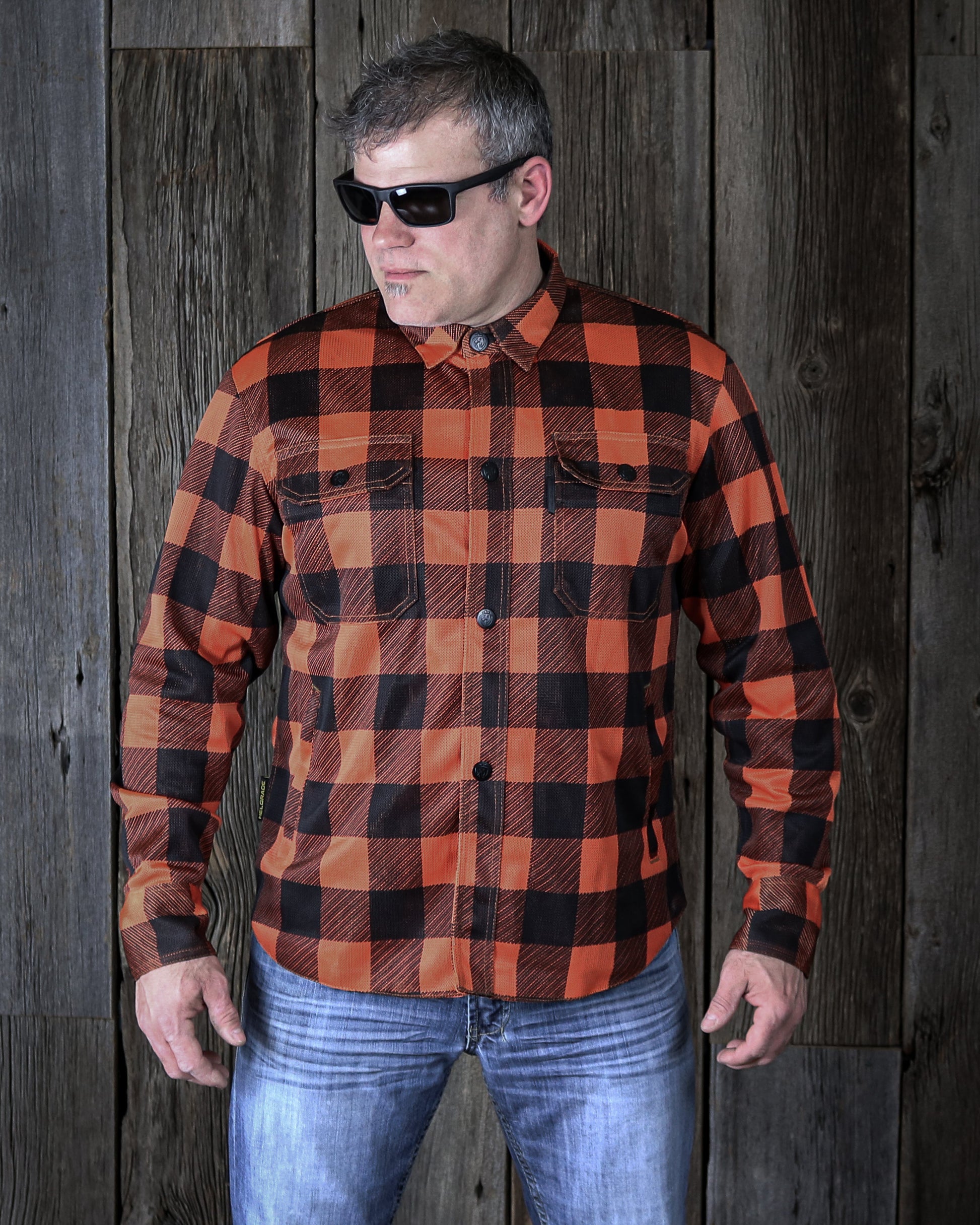 Cornell Mesh Moto Shirt - Orange