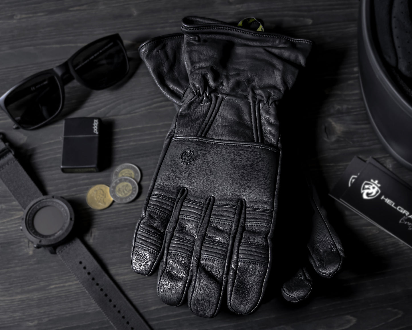 Hopper Water Resistant Leather Glove -  Black